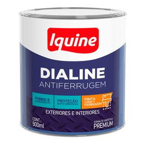 Tinta Esmalte Sintético Alto Brilho Premium Dialine Antiferrugem Preto 0,9L - Iquine