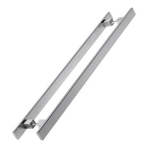 Puxador Duplo Stam Reto Aço Inox 304 Fosco 40 CM