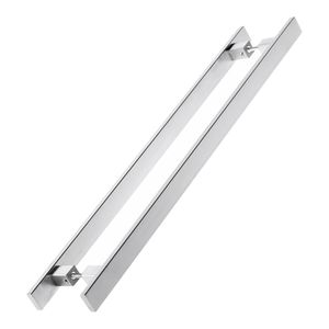 Puxador Duplo Stam Reto Aço Inox 304 Polido 40 CM