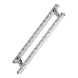 Puxador Duplo Stam Reto Aço Inox 304 Fosco 100 CM