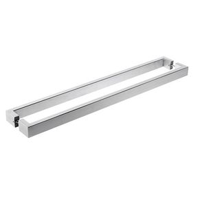 Puxador Duplo Stam Reto Aço Inox 304 Polido 100 CM