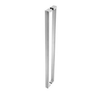 Puxador Duplo Stam Quadrado Aço Inox 304 Fosco 40 CM