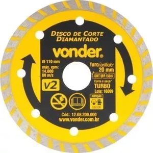 Disco de Corte Diamantado Vonder V2 110 MM