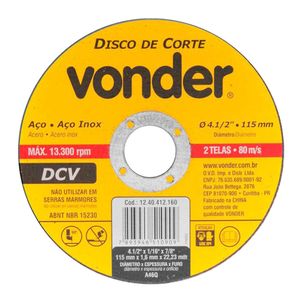 Disco de Corte Vonder DCV 115 X 1,6 X 22,23 MM 7/8"