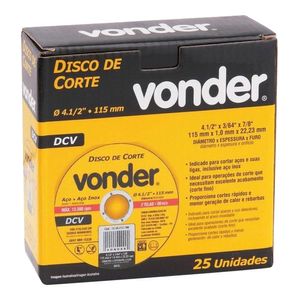 Disco de Corte Vonder DCV 115 X 1,0 X 22,23 MM 7/8"