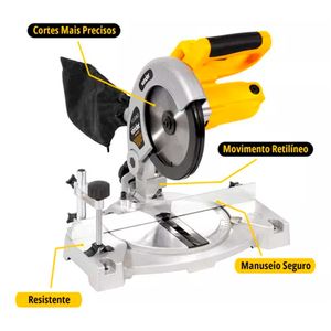 Serra de esquadria 185MM 7.1/4" 5000RPM 850W SEV857 Amarela 220V - 60.01.857.220 - Vonder