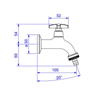 Torneira para Jardim e Tanque de Parede com Arejador Max Cromado - 1154.C34  - Deca