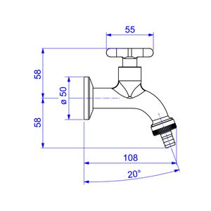 Torneira para Jardim e Tanque de parede com Adaptador de Mangueira Flex Cromado - 1153.C20  - Deca