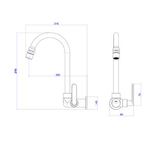 Torneira para Cozinha de Parede Bica Móvel Flex Plus Cromado - 1168.C21.CLM - Deca