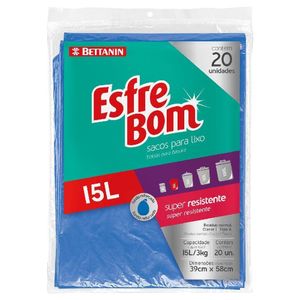 Saco P/Lixo 15L C/ 20 Und Pt Esfrebom Bettanin