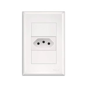 Conjunto com 1 Tomada Simples 2P+T 10A com Placa Evidence Branco - 2911 - Fame