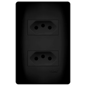 Tomada Fame Habitat Black Padrao Dupla 2P+T 20A
