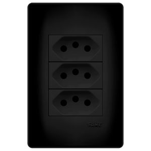 Tomada Fame Habitat Black Padrao Tripla 2P+T 10A