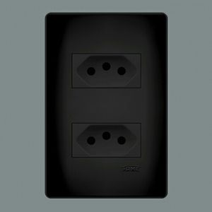 Tomada Fame Habitat Black Padrao Dupla 2P+T 20A