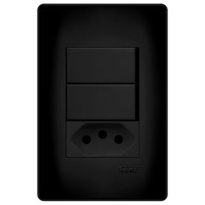 Interruptor Fame Habitat Black Simples + Tomada 2P+T 10A