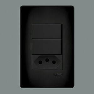 Interruptor Fame Habitat Black Simples + Tomada 2P+T 10A
