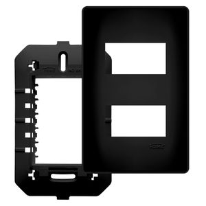 Placa 4X2 Fame Habitat Black Para 2Modulos Com Suporte