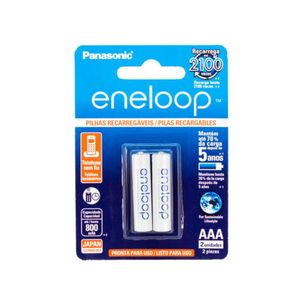 Pilha Panasonic Pequena Recarregável AAA 800Mah - 2 Unidades