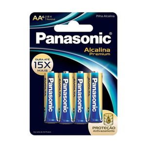 Pilha Panasonic Alcalina Premium Evolta AA 6 Unidades