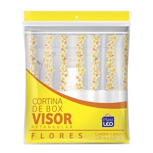 Cortina de Box Banheiro com Visor 1,35 x 2,00 Flores