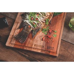 Tábua Retângular para Churrasco em Madeira Jatobá Mesclada de Preparar e Servir Rost 41X28CM - 13555071 - Tramontina