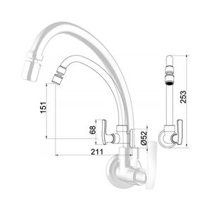 Torneira para Cozinha Parede com Bica Móvel Loren One Cromado - 1168C29 - Lorenzetti