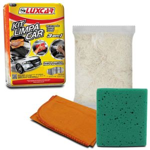 Kit Limpa Carro Luxcar Flanela / Estopa e Esponja