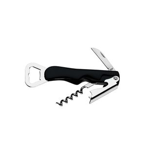 Abridor De Garrafas E Saca Rolha Veneza Preto Inox - Brinox