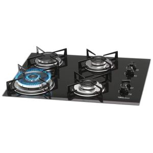 Fogão Cooktop a Gás com 4 Bocas Mesa de Vidro Preto - Fischer