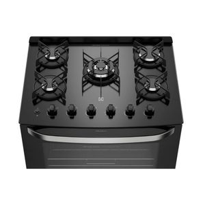 Fogão 5 Bocas Eectrolux 76GS Preto Automático com Mesa de Vidro e Tripla Chama Bivolt