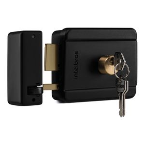 Fechadura Elétrica de Sobrepor com Cilindro Fixo Preto - FX500 - Intelbras