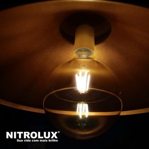 Lâmpada LED em Filamento E27 Luxmundo G125 6W Luz Amarela 2200K Bivolt - Nitrolux