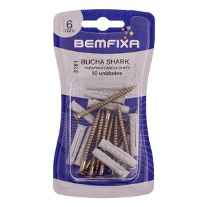 Bucha Bemfixa Shark 6Mm C/ Parafuso Fenda Phillips Cabeca Chata