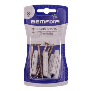 Bucha Bemfixa Shark 8Mm C/ Parafuso Fenda Phillips Cabeca Chata