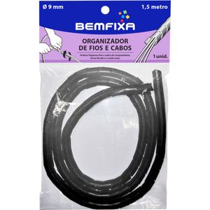 Organizador de Fios e Cabos Bemfixa 9 MM Preto