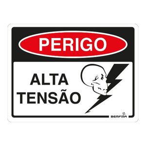 Placa de Sinalização Bemfixa Perigo Alta Tensão PEI 4 PS 12 X 20 CM