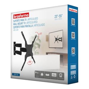 Suporte para TV SBRP145 Tri Articulado 23 a 75" Preto Brasforma