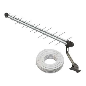 Kit Antena Externa Digital Brasforma SL-2800K 28 Elementos Cabo Coaxial e Mastro de Fixação