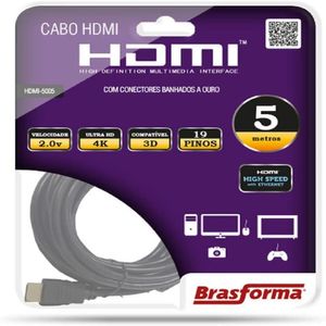 Cabo HDMI 2,0 4K 3D 1080P 5M 5005 Brasforma