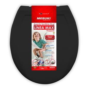 Assento Sanitário Almofadado Mebuki Oval Max Preto
