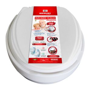 Assento Sanitário Almofadado Mebuki Oval Elevado de 13,5 cm Branco