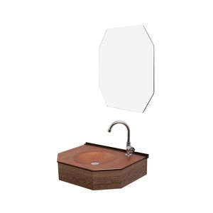 Conjunto Lavabo com Espelho Crismetal Cris Decor 55 CM Bronze