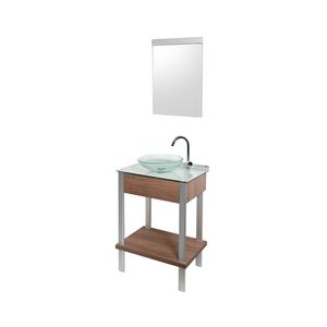 Conjunto Gabinete com Espelho Crismetal Cris Wood Set 80 CM Amadeirado