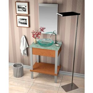 Conjunto Gabinete com Espelho Crismetal Cris Wood Set 80 CM Amadeirado