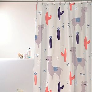 Cortina Uzoo para Box Diversos Lhama Cinza/Azul 198X180 Cm Poliester