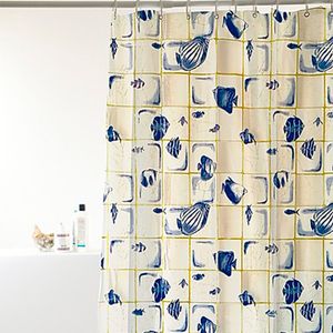 Cortina Uzoo para Box Concha Azul/Branco 180X160 Cm Peva