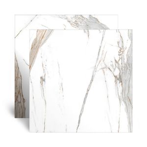 Porcelanato Marmorizado Retificado Polido Calacata Oro Lux Branco Tipo A 120X120CM - BV0261R1 - Biancogres