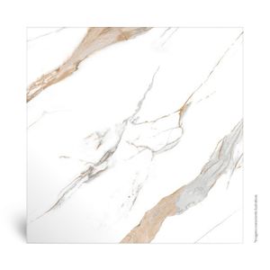 Porcelanato Marmorizado Retificado Polido Calacata Oro Lux Branco Tipo A 120X120CM - BV0261R1 - Biancogres