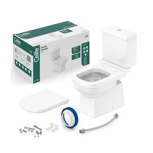 Conjunto Acoplado com Acionamento Duplo 3|6 Litros e Kit de Instalação Elite Branco Celite