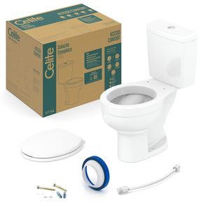 Conjunto Acoplado com Acionamento Duplo 3|6 Litros e Kit de Instalação Acess Confort Branco - 1317230011300 - Celite